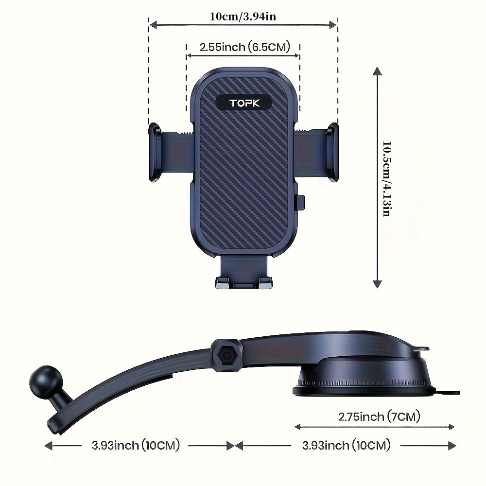 Car Dashboard Phone Holder ABS Waterproof Adjustable Vertical Horizontal Strong Grip