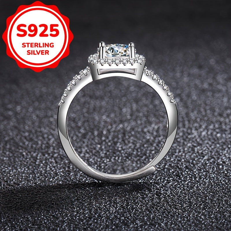 Women’s 925 Silver Double-Layer Synthetic Zirconia Ring Gift for Girlfriend