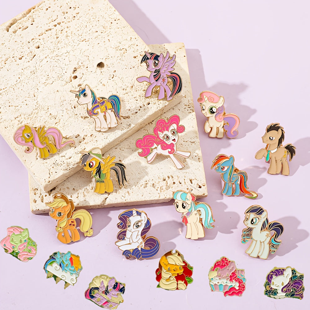 Backpacklar va kiyimlar uchun My Little Pony mavzusidagi 6, 12 yoki 18 ta karton emal pinlar to'plami