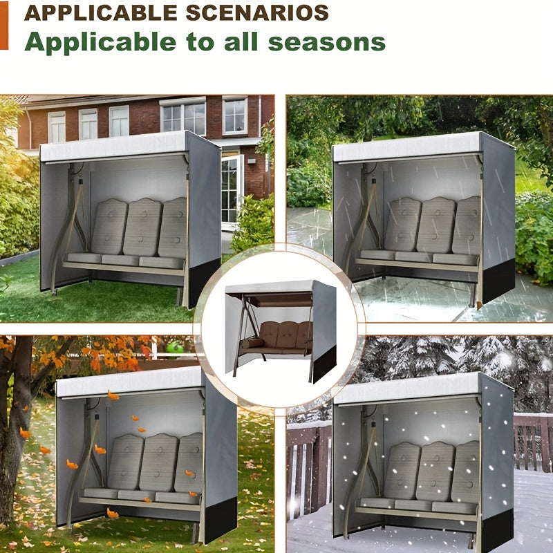 Outdoor Swing Cover for 3-Seat Patio Furniture Waterproof Black Gray