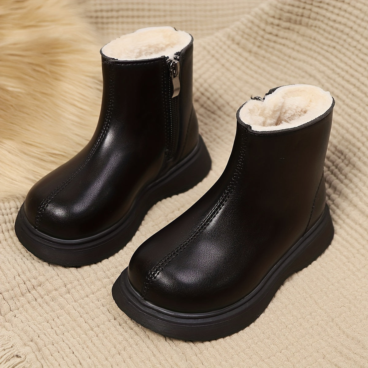 Ayollar uchun tasodifiy kiyim uchun iliq fleece astarli botinkalar