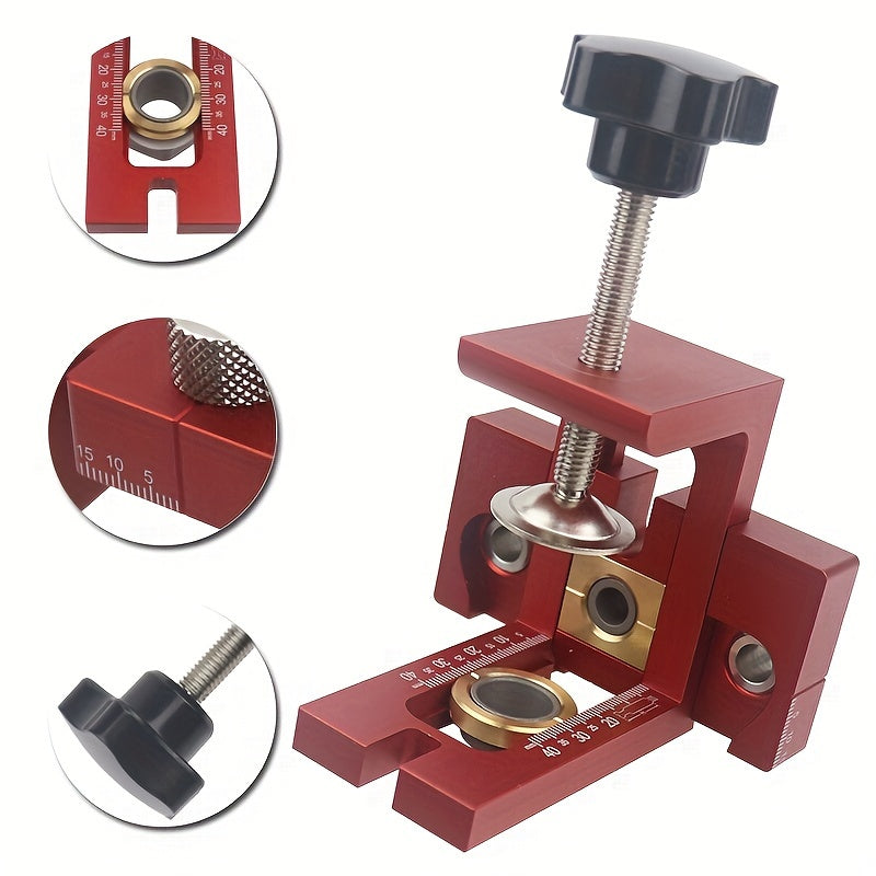 Metal Punch Locator Drill Bit Set with Aluminum Furniture Connector Jig and Eccentric Wheel Hole Punching Tool