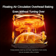 Family size electric air fryer with temperature control, non-stick coating, 10 preset touch options, and multiple cooking functions