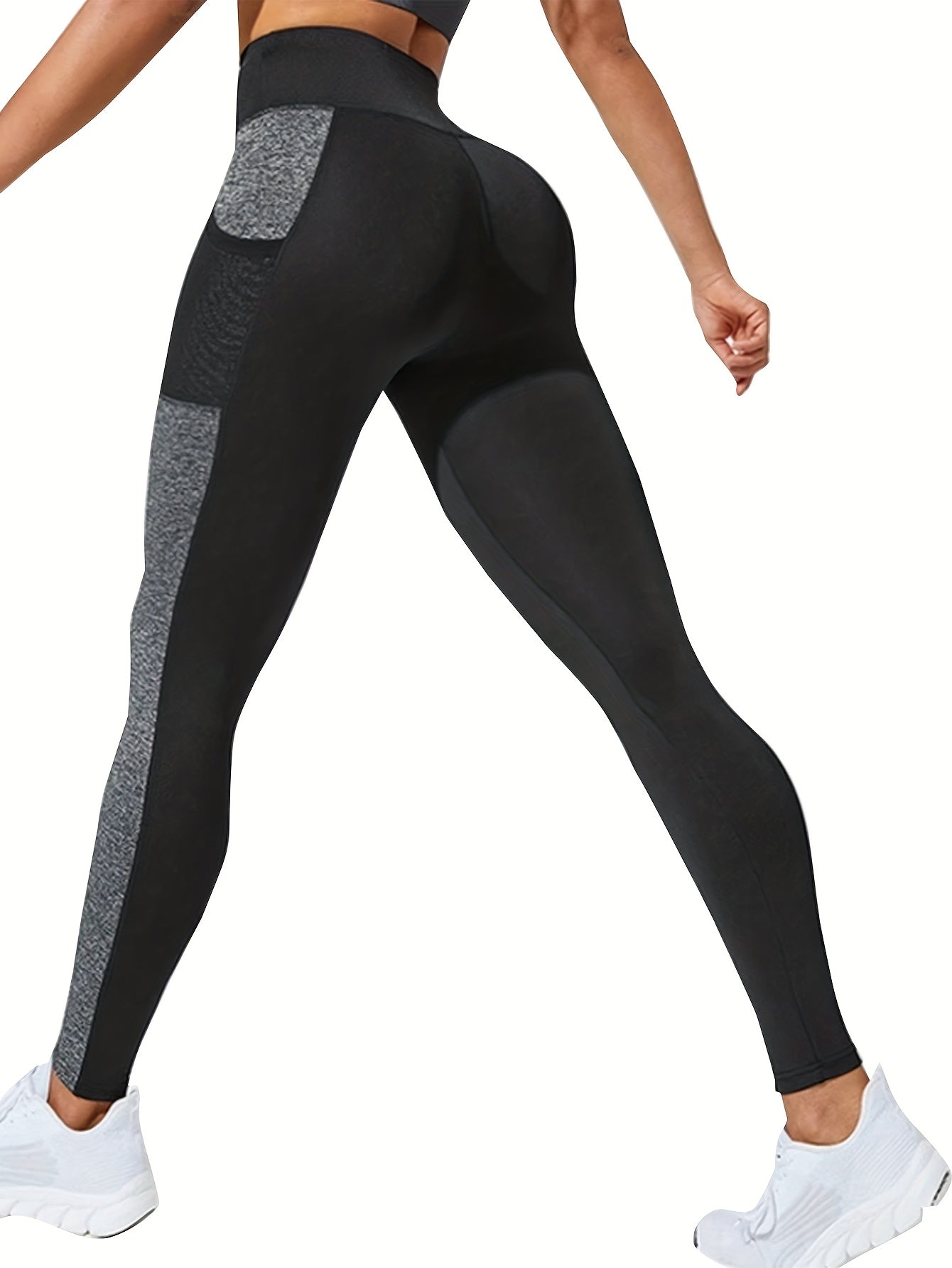 Women's Plus Size Yoga Leggings With Side Mesh Pockets High Waist Stretchy Breathable