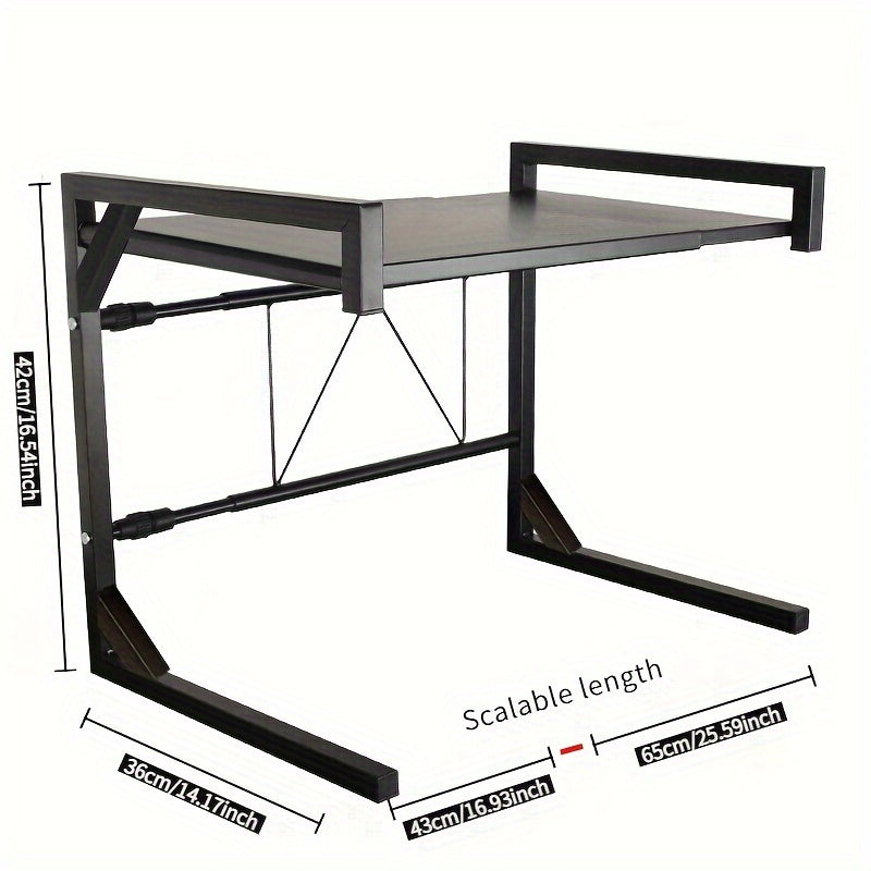 Estante de almacenamiento de acero al carbono para cocina y baño, estantes ajustables que ahorran espacio, negro