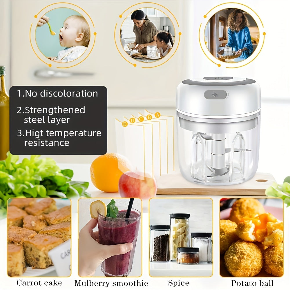 Electric Mini Garlic Chopper 250ml USB Rechargeable Food Processor