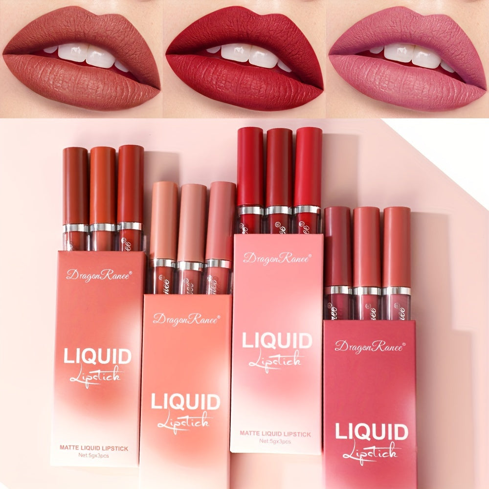 Women's Velvet Matte Lipstick Set 3-Pack Long-Lasting Non-Fading Moisturizing