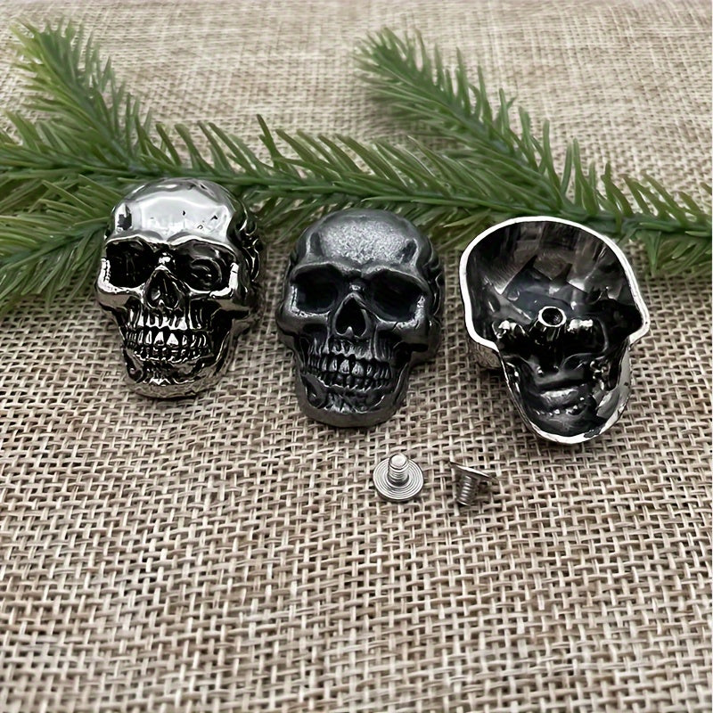 Leather Skull Buckle Set for DIY Leather Bags and Accessories, 2 Pieces