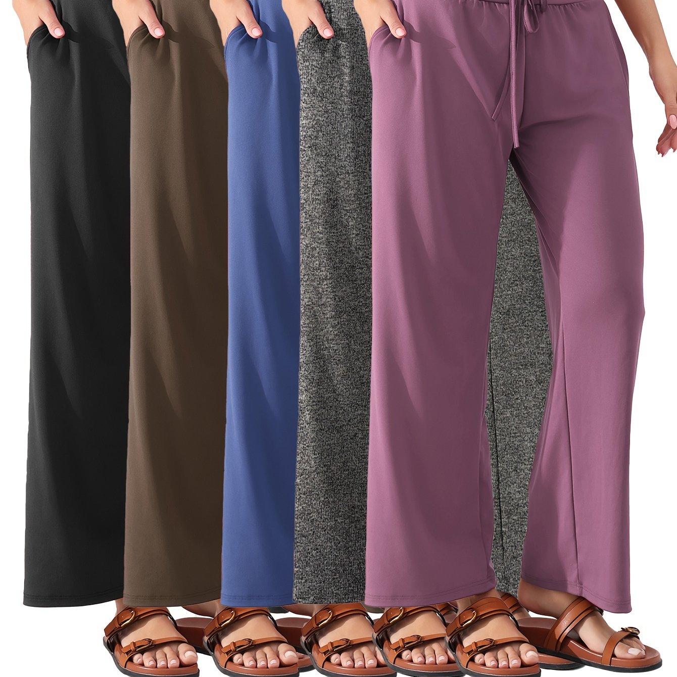 Plus Size Yoga Pants Set of 5 High-Waisted Loose Wide-Leg for Dance Pilates Fitness