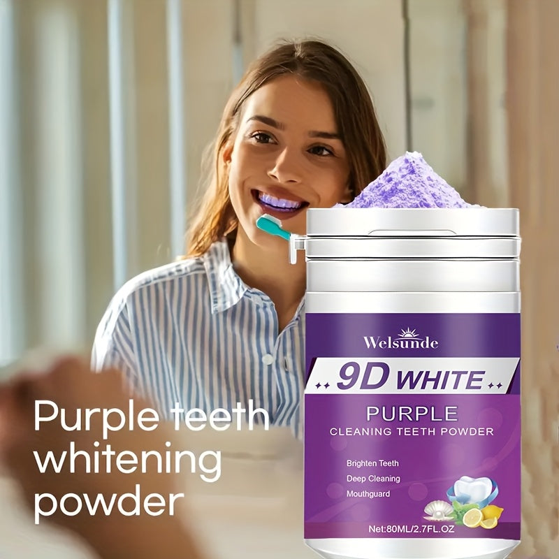 2.7oz Purple Whitening Toothpaste Powder with Lemon Mint Baking Soda for Deep Cleaning