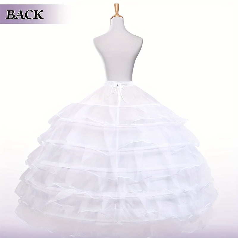 Women's White Crinoline Petticoat with 6 Hoops Floor-Length for Wedding Prom