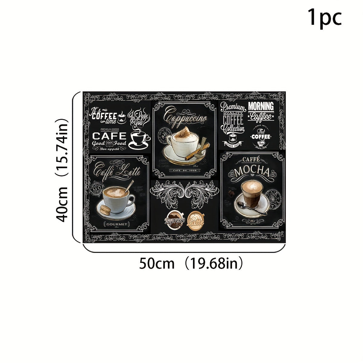 Alfombrilla de secado de goma con estampado retro de café, barro de diatomas duradero, multiusos