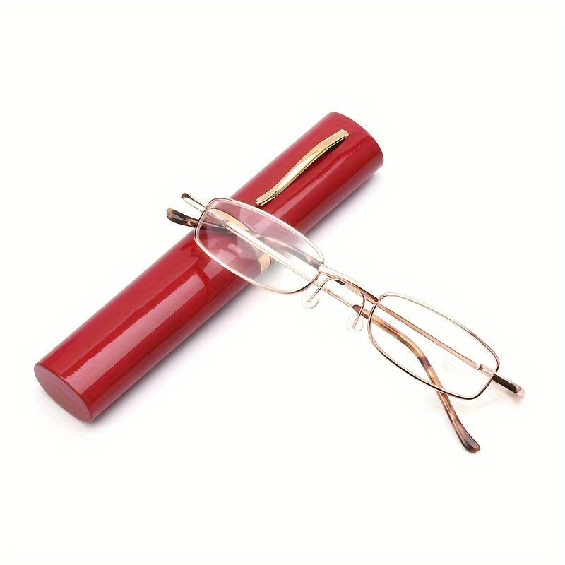 Men's Glasses Case Set with Pen Tube and Metal Spring Hinge Gift Idea