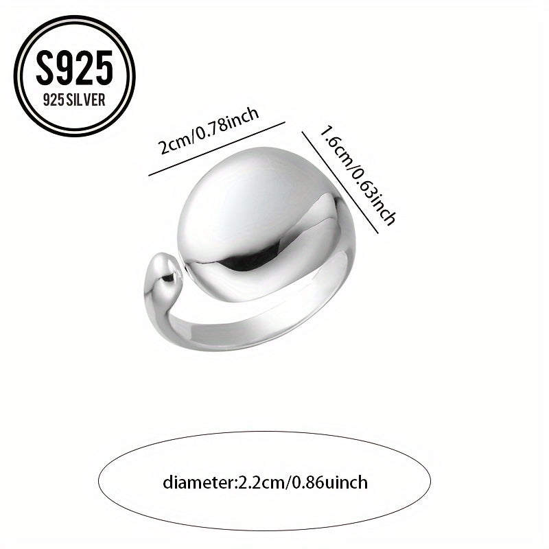 Sterling Silver Cuff Ring Hypoallergenic Geometric Dome Adjustable Jewelry for Daily Wear
