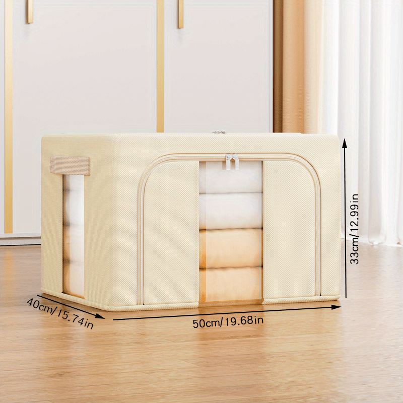 Oxford Fabric Storage Box with Visible Windows Zipper Large Capacity for Clothes and Blankets
