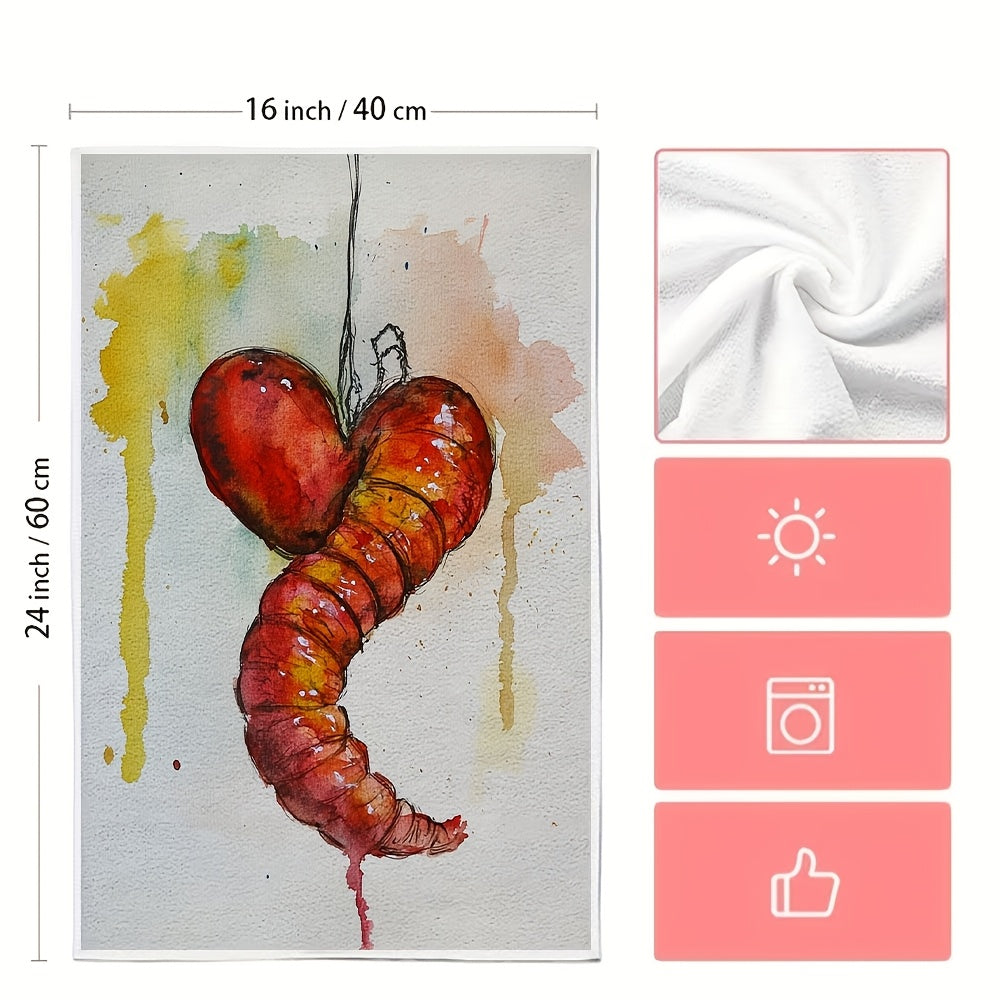 2 Pieces Ultra Soft Kitchen Towels Valentine’s Day Absorbent Dish Hand Towels 16x24 Inches