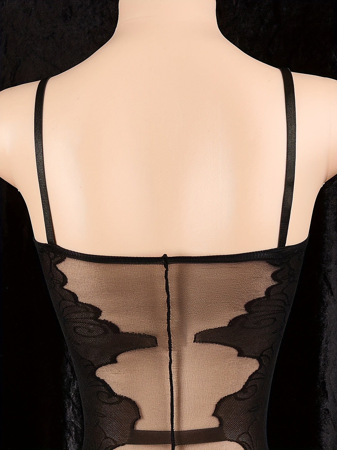 Women's Black Lace Bodysuit with Open Crotch and Hollow Details for Seductive Lingerie