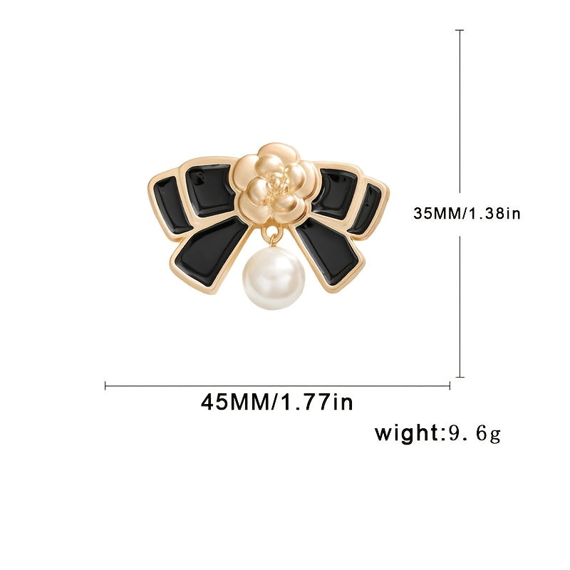 Vintage Style Camellia Brooch with Faux Pearl and Stainless Steel