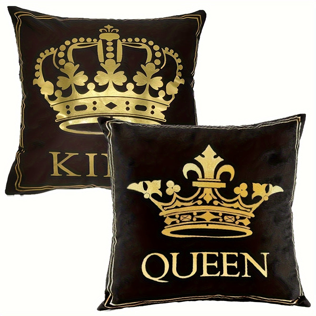 Black Throw Pillow Cover with Gold Crown Design 45.72cm Farmhouse Style