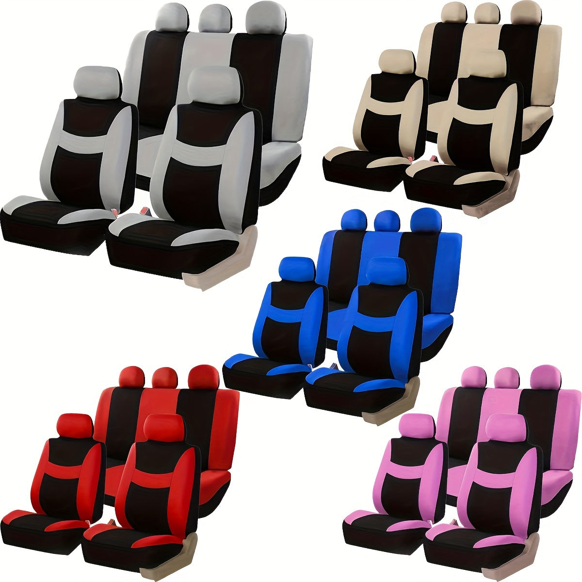 Full Seat Cover Set for 5-Seater Car Polyester Knit Fabric Universal Fit