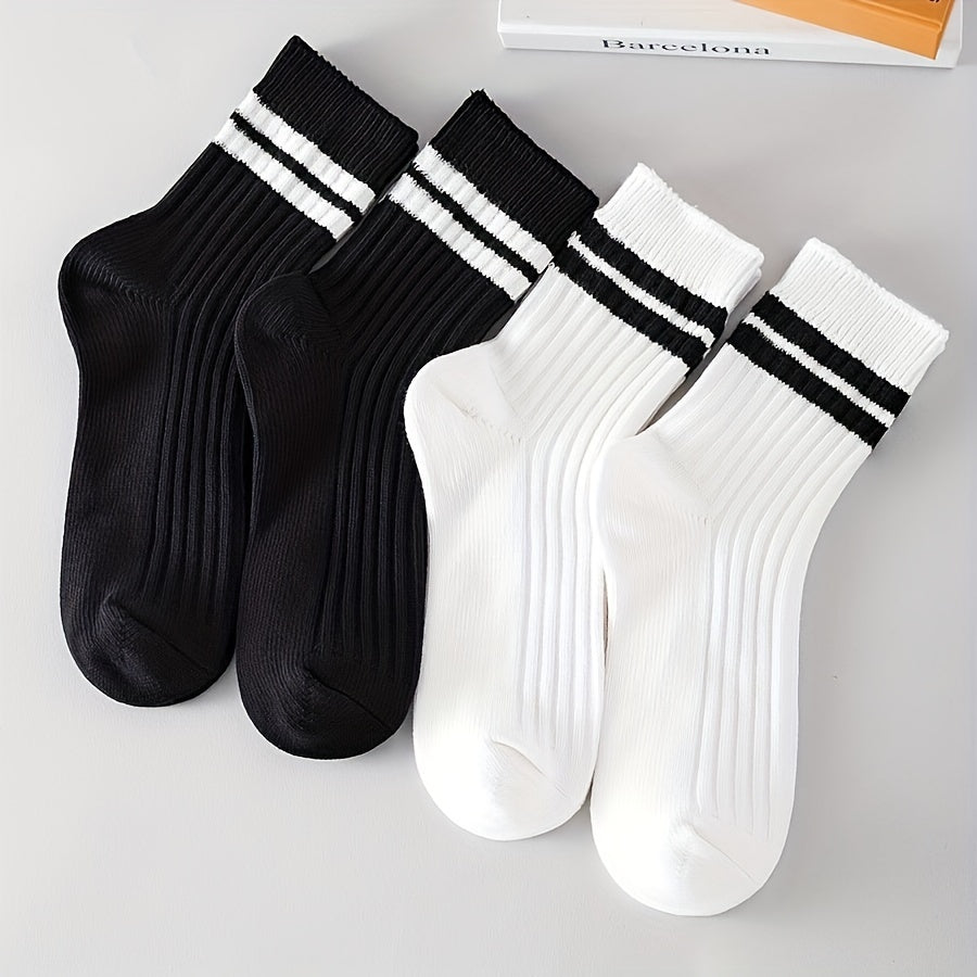 Men's Crew Socks Pack of 6 Breathable Sweat-Absorbing Cotton-Polyester All-Season