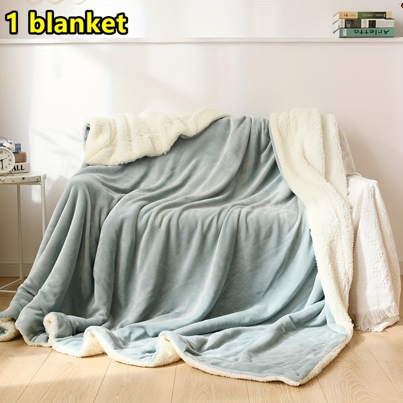 Double-Sided Plush Throw Blanket with Soft Warm Comfort Light Gray Fleece All-Season Knitted Bed Cover