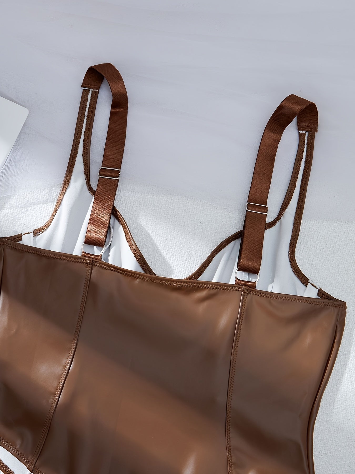 Women's Khaki Deep V Neck Body Suit with Stretch Fabric