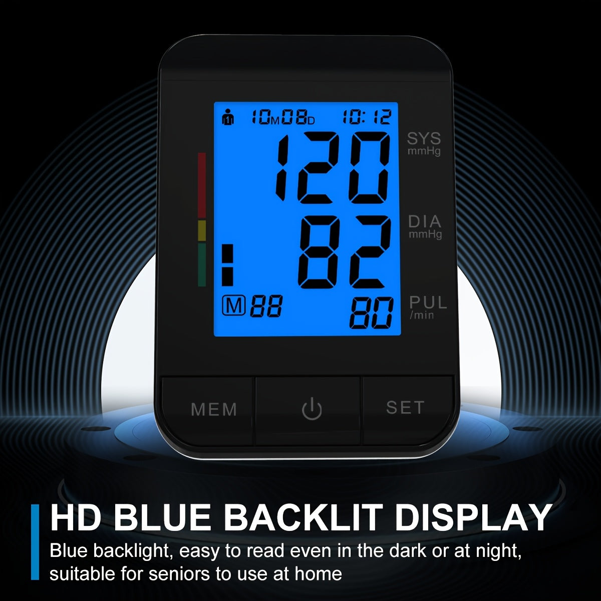 Monitor de presión arterial digital con pantalla LCD grande y manguitos dobles de gran tamaño