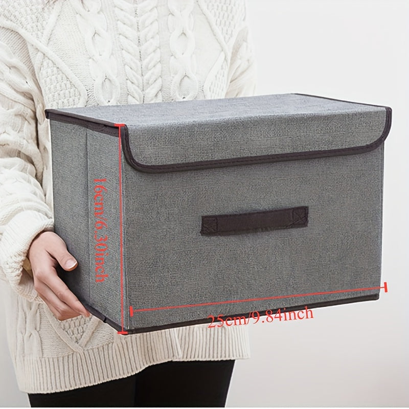 Gray Waterproof Fabric Storage Box Foldable Dustproof Organizer for Clothes Toys