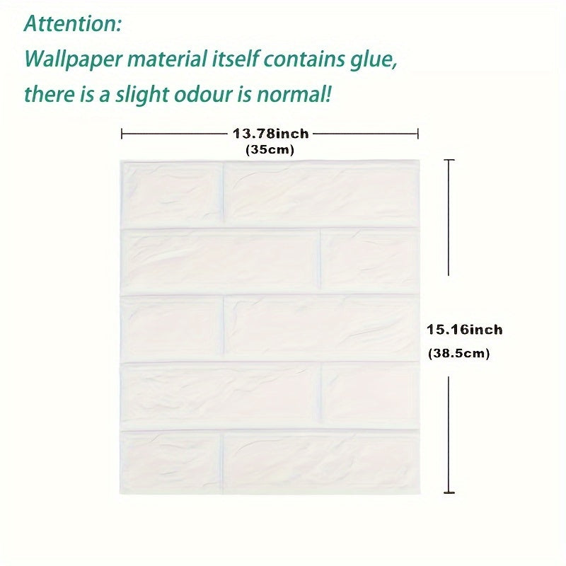 15pcs Foam Soft Wall Tiles with 3D Brick Pattern Waterproof Washable Anti-Mold Stain Resistant