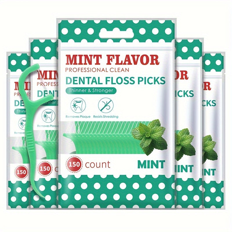 300 Pieces Mint Dental Floss Picks Thin Strong Deep Clean for Home Travel