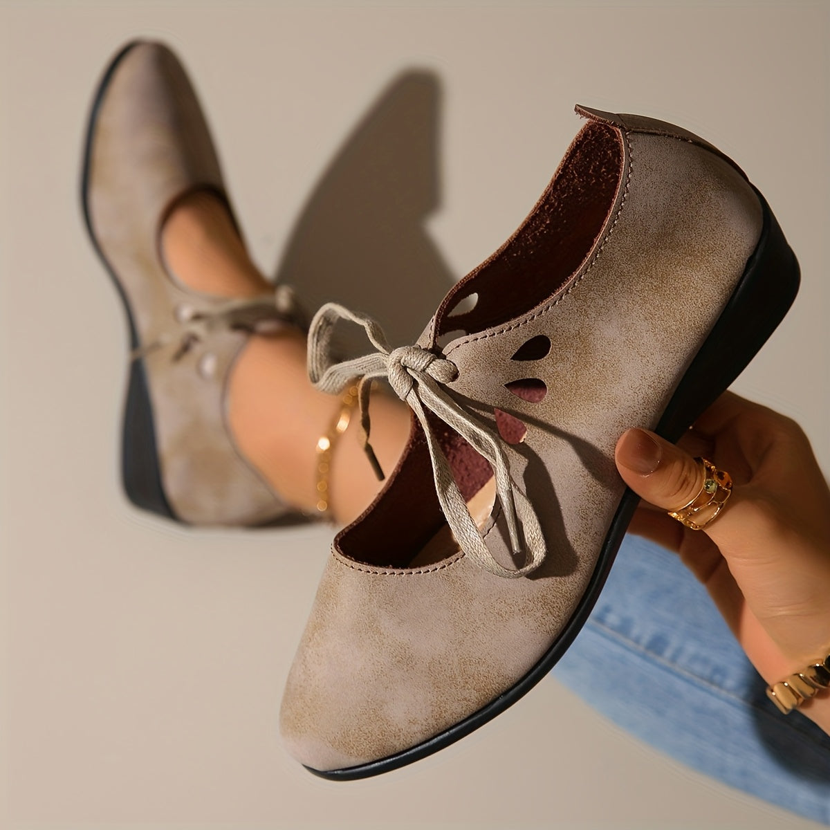 Women's Flat Shoes Lace-Up Mary Jane Vintage Casual Shoes