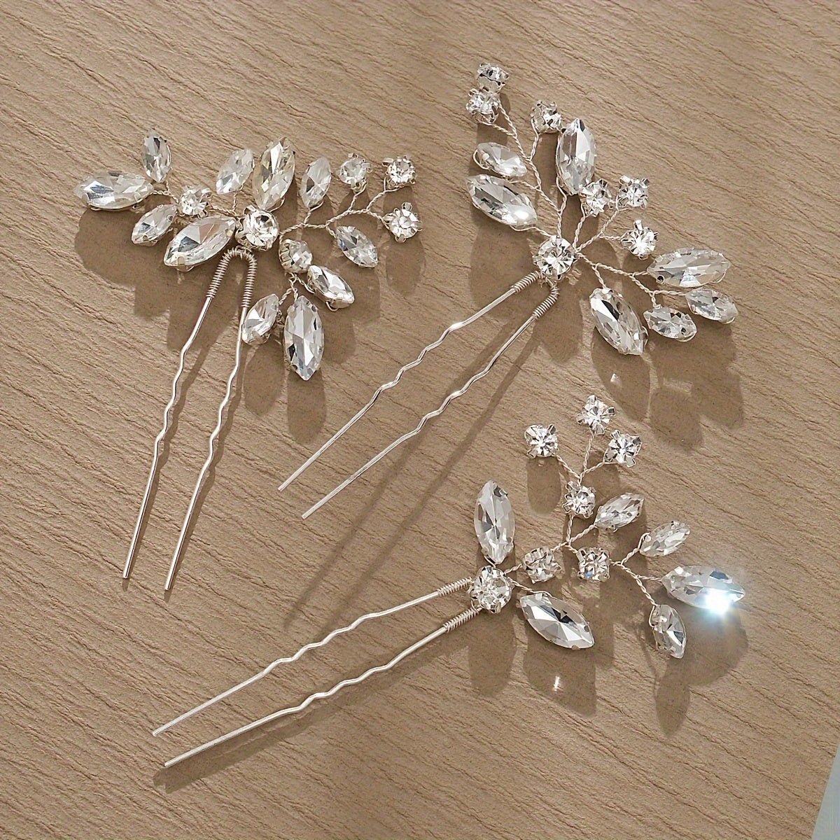 Elegant Rhinestone Hair Pins Set for Bridal Wedding Hair Styling