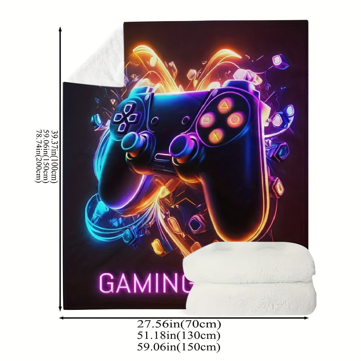 Game Controller Print Throw Blanket Cozy Warm Soft Gift for Gamers All Seasons