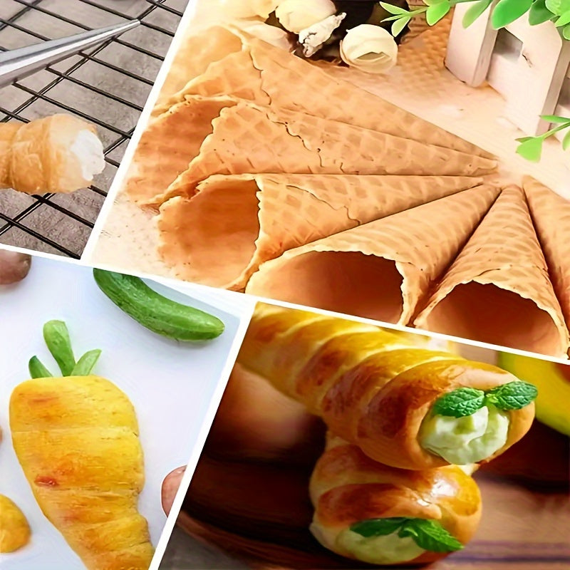 Stainless steel pastry molds for desserts croissants ice cream cones durable baking tools