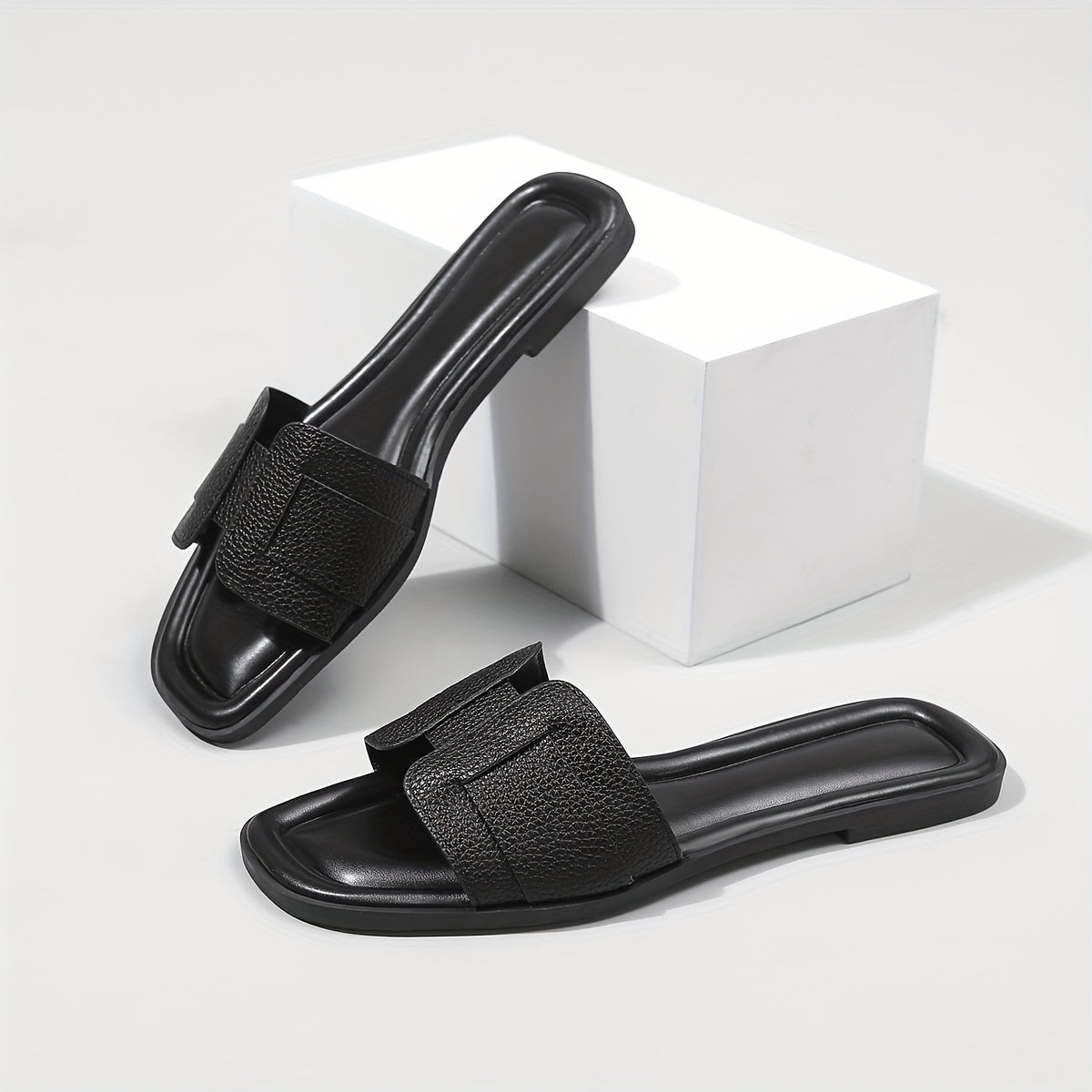 Women's Summer Slip-On Open-Toe Flat Sandals with Adjustable Straps