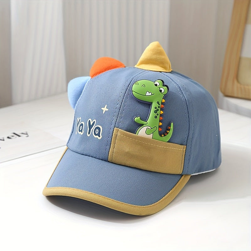Kids Boys Baseball Cap with Cartoon Dinosaur Sun Protection for 1-3 Years