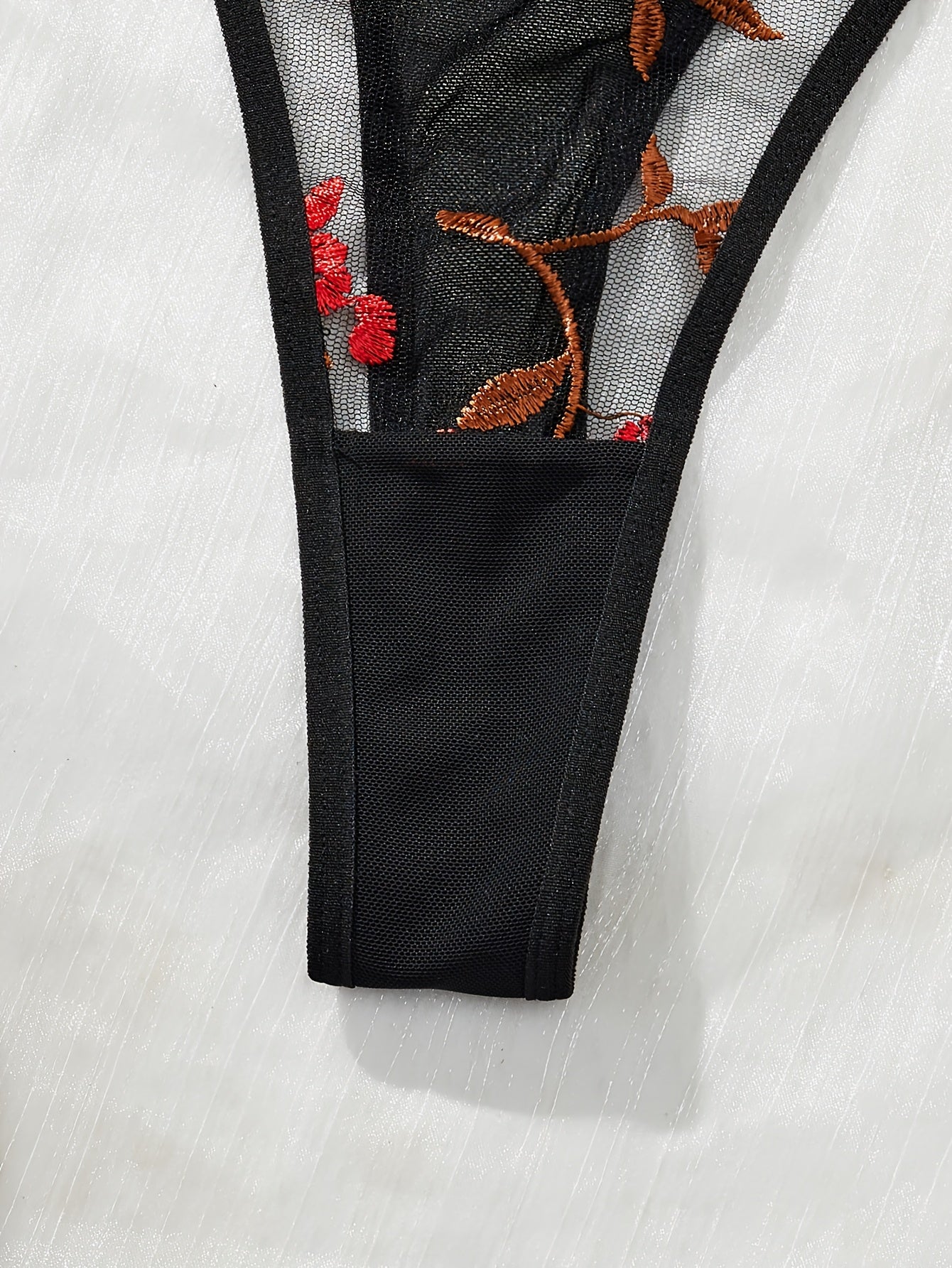 Plus-Size Floral Mesh Embroidered Lingerie Set for Adults