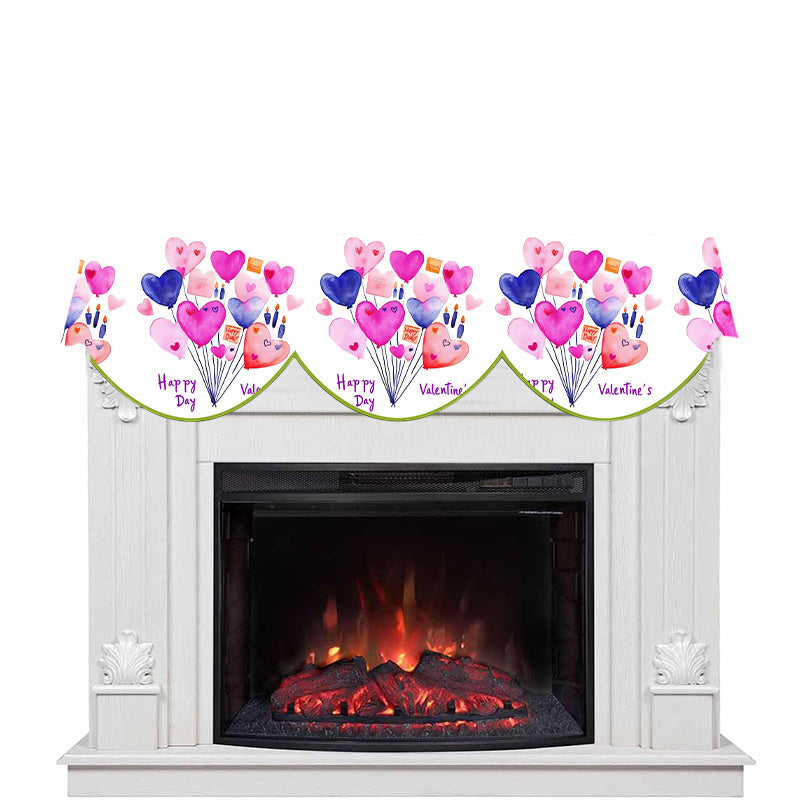 Valentine's Day Polyester Fireplace Scarf Heart Balloon Design 49.78cm x 199.9cm