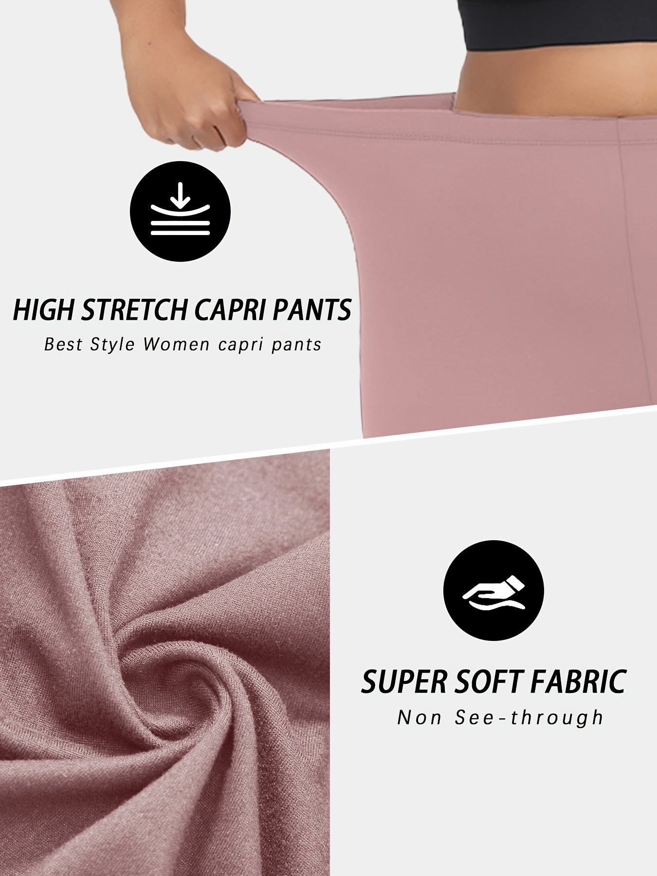 Plus Size Women's Capri Leggings Soft High Stretch Athletic Pants Green