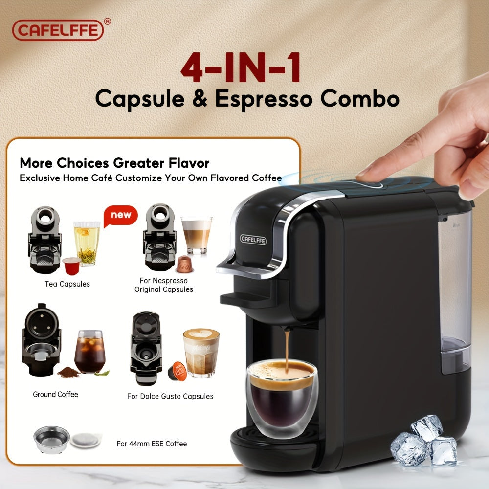 4-in-1 Capsule Coffee Maker with 19 Bar Pump 600ml Water Tank Automatic Shut-Off
