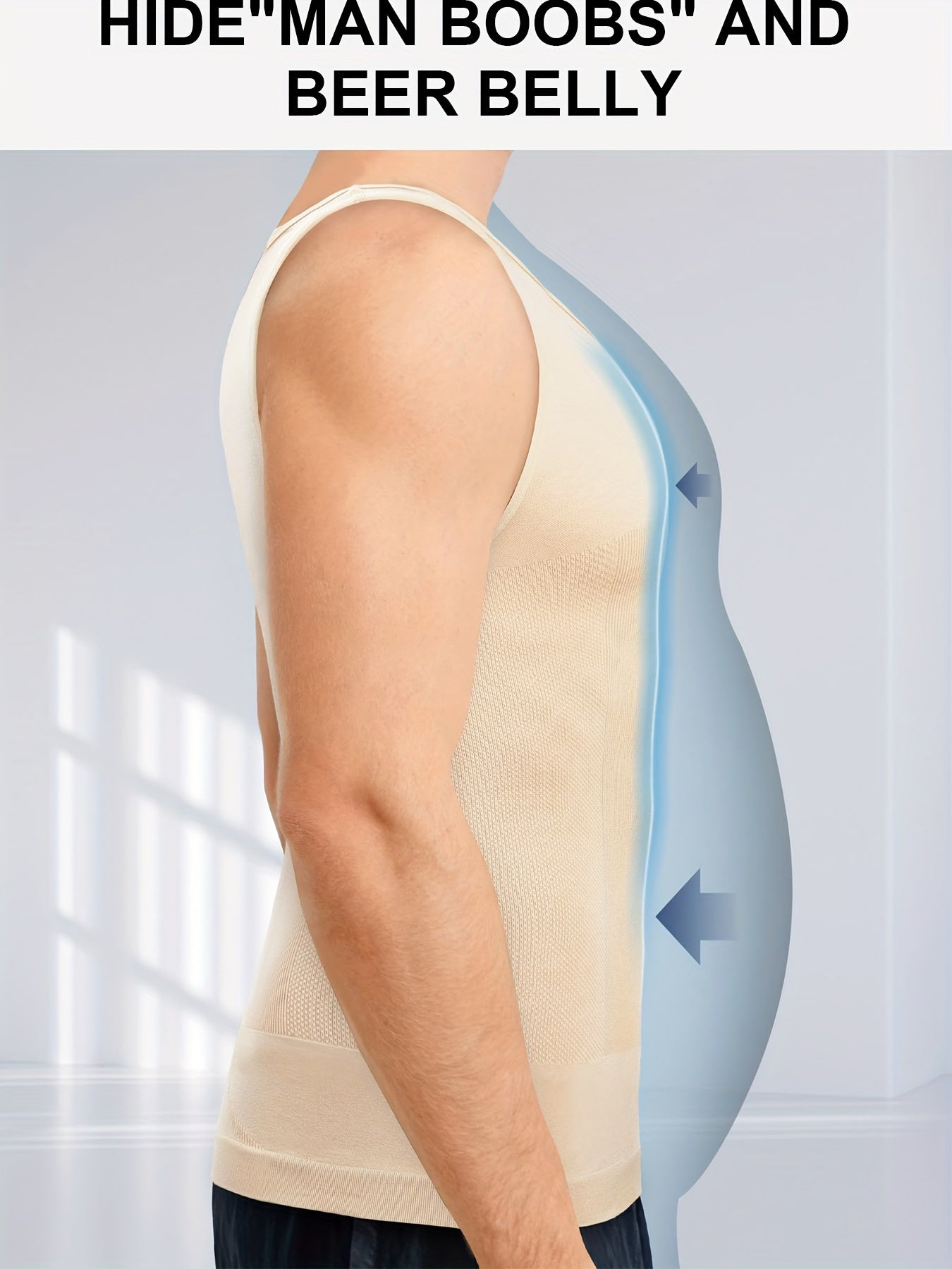 Men's Slimming Body Shaper Tank Top Breathable Nylon Spandex Sleeveless Off-Shoulder All-Season Fitness