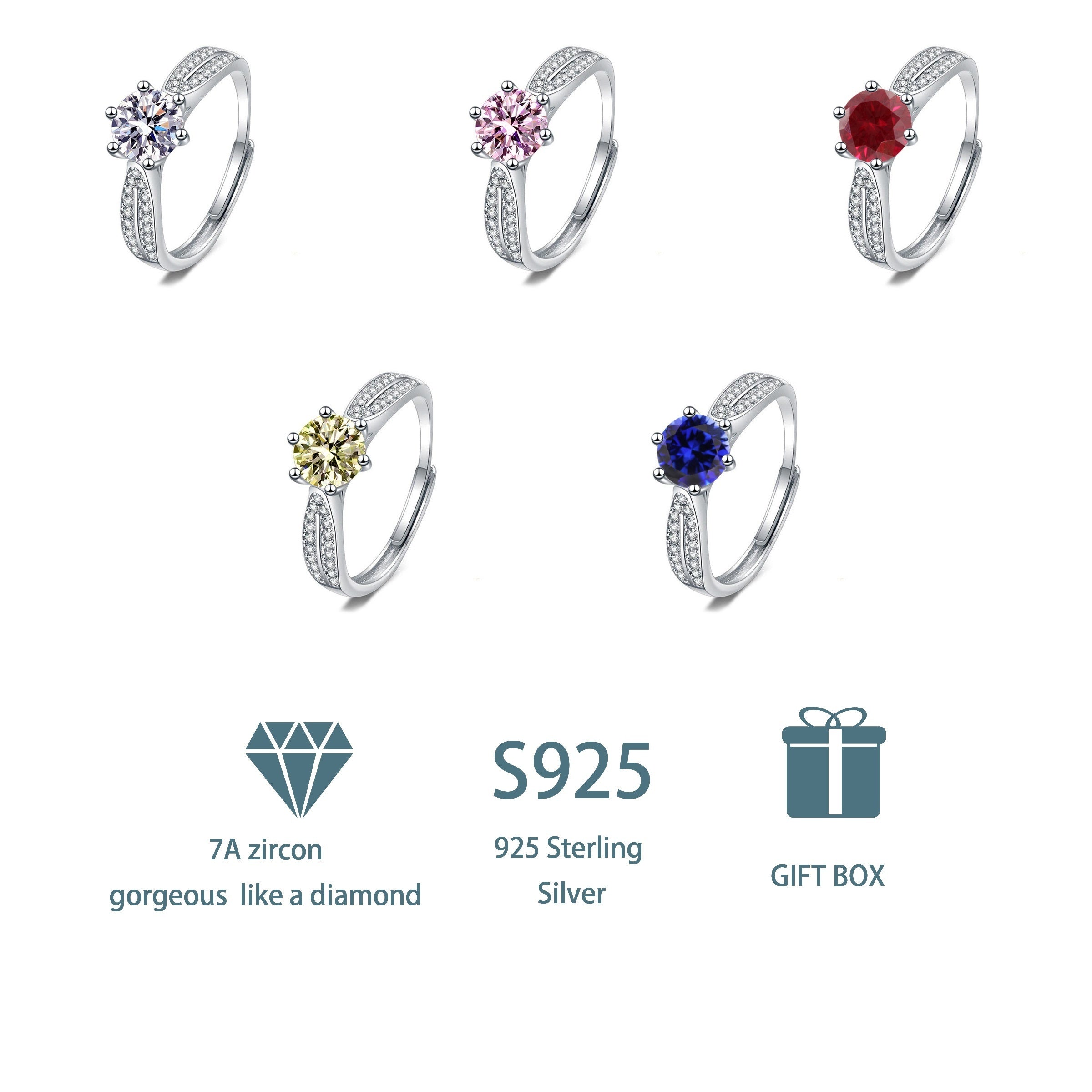 Sterling Silver 2ct Moissanite Engagement Ring Wedding Band Anniversary Gift