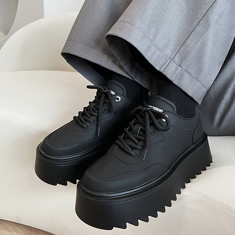 Men's Solid Color Thick Sole Sneakers Non-Slip Low-Top Casual Street Style