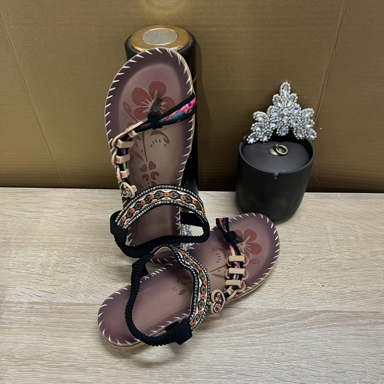 Women's Bohemian Sandals Lightweight Open-Toe Flat Casual Summer Beach