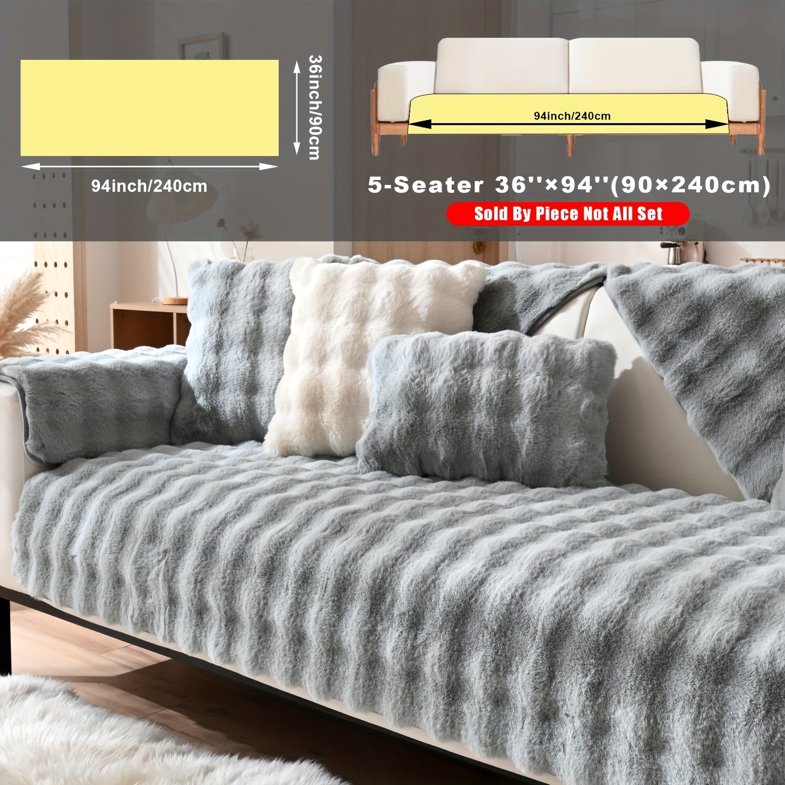 Накидка на диван из флиса для 2-4 местных диванов в 8 цветах, моющаяся в машине, дружелюбная к питомцам, современный дизайн