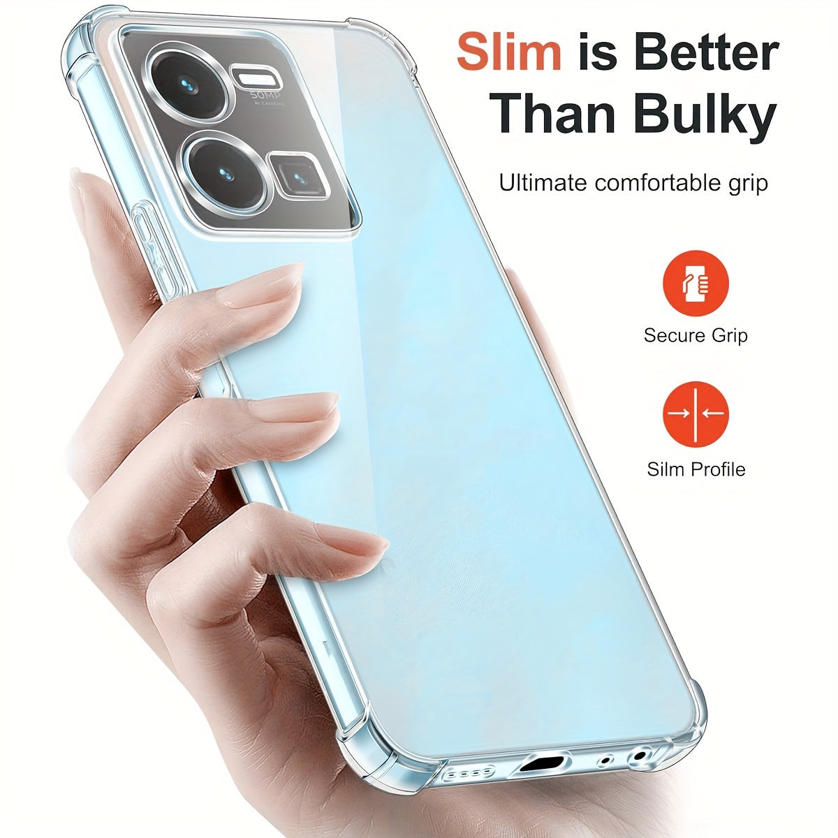 Clear Shockproof Bumper Phone Case for VIVO with Four Corner Airbags Transparent TPU Cover