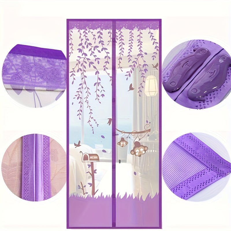 Woven Nylon Magnetic Screen Door with Self-Sealing Mesh Curtain for Pets and Kids