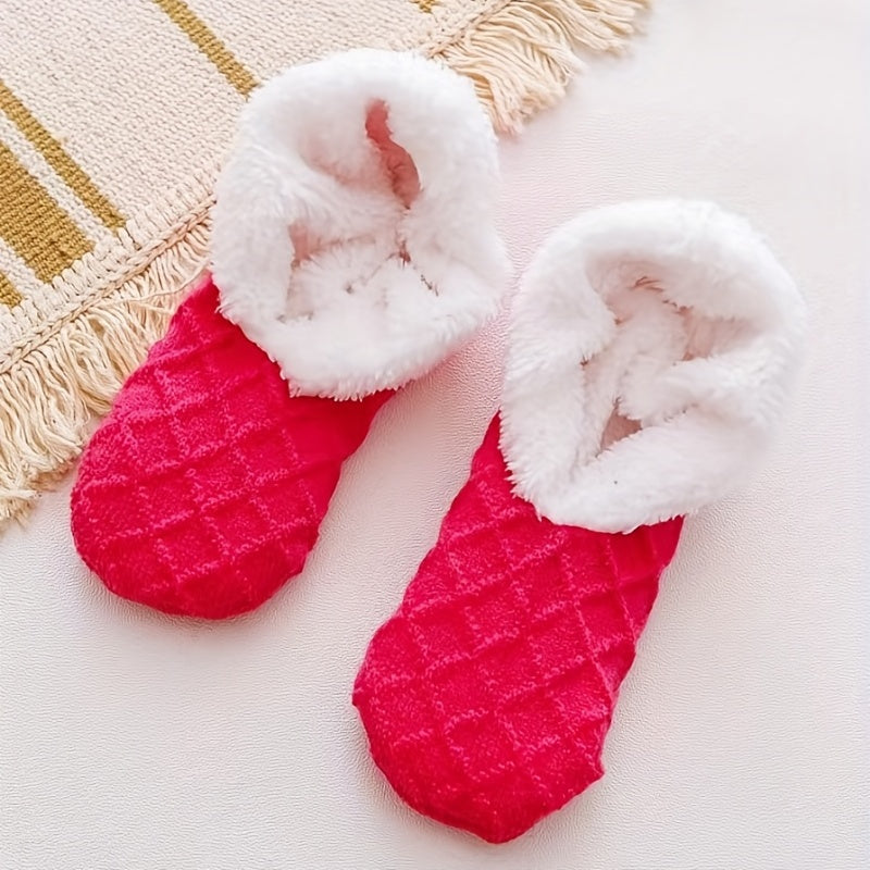 Women's Non-Slip Coral Fleece Floor Socks Plush Knitted Warm Fuzzy Socks for Women