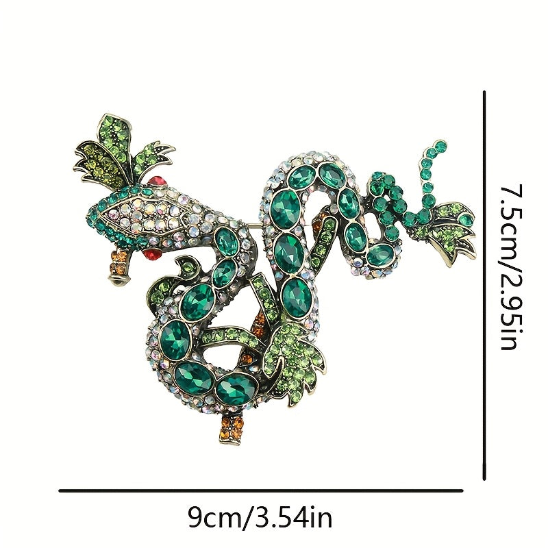 Murakkab Vintage Python Brosh, porloq rhinestone'lar bilan bezatilgan - Ayollar uchun nodir hayvon ilhomlantirgan moda aksessuari